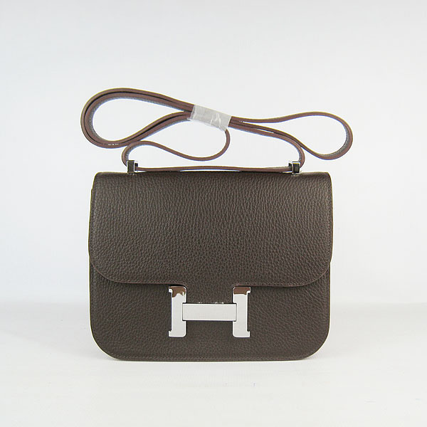 7A Hermes Oxhide Leather Message Bag Dark Coffee H017